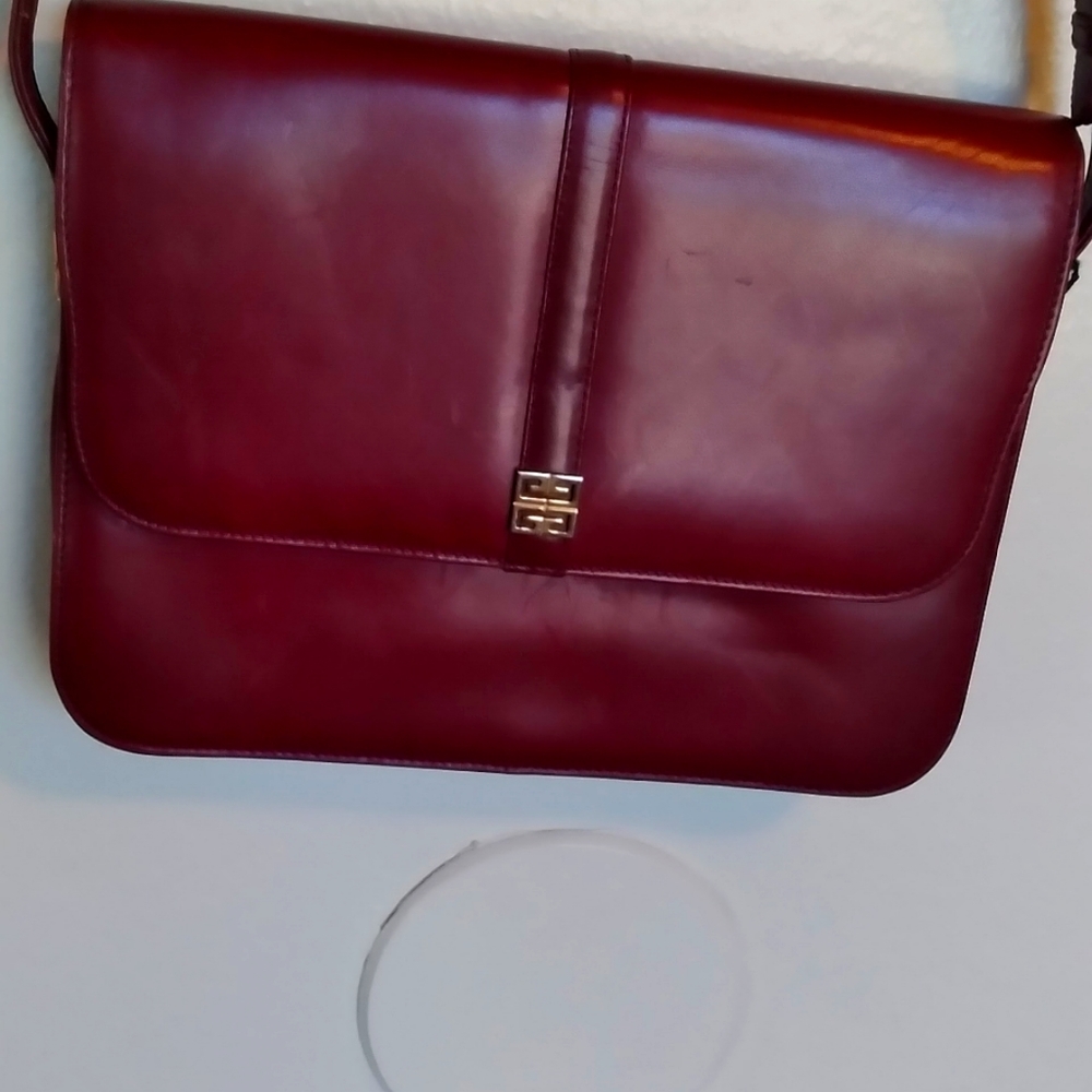 Givenchy Italian Leather Handbag,  Burgundy